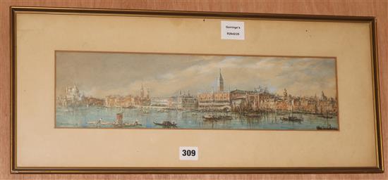 W. Henry, watercolour, Venetian lagoon, signed, 12 x 48cm